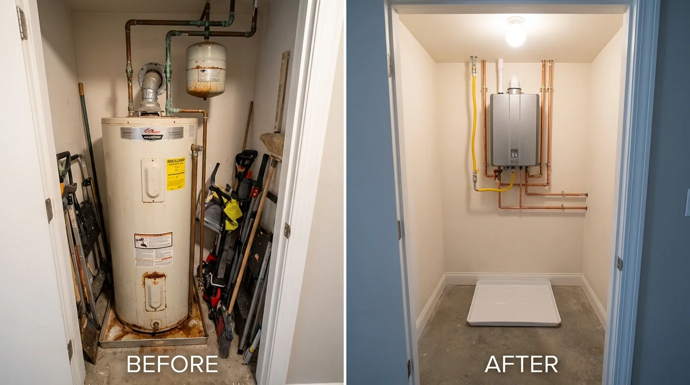 Tank water heater versus wall-mounted tankless unit comparison for Dunlap, TN homeowners